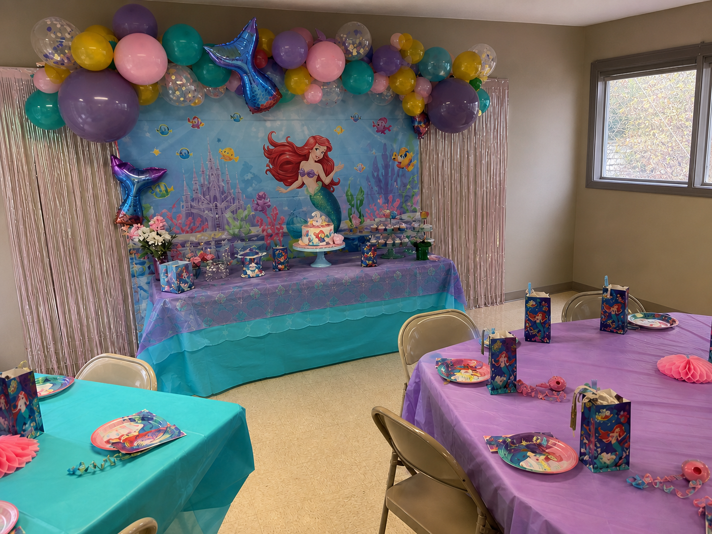 Mermaid-themed birthday setup